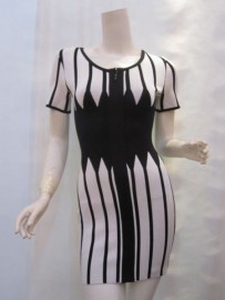 Черно-белое бандажное платье на молнии Herve Leger
