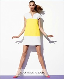 Желто-белое платье свободного кроя из хлопка Kate Spade
