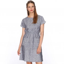 Платье с короткими рукавами, с рисунком в полоску и карманами PEPALOVES, Dress Lace