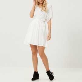 Платье из струящейся ткани и кружева, с короткими рукавами,VERO MODA, CRINKLA
