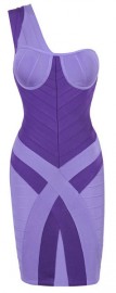 Фиолетовое бандажное платье на одно плечо Herve Leger