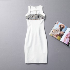 Облегающее белое платье со сверкающим лифом Burberry
