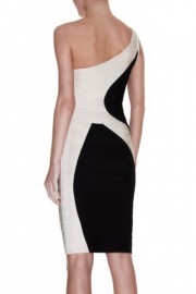 Элегантное черно-белое бандажное платье Herve Leger