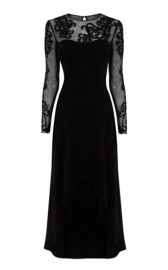 Длинное черное платье с полупрозрачными рукавами Asos