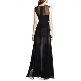 Длинное черное вечернее платье с прозрачной юбкой Herve Leger