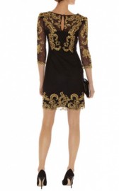 Короткое чёрное платье с золотистой вышивкой Asos