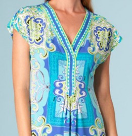 Яркое голубое летнее платье свободного силуэта Emilio Pucci