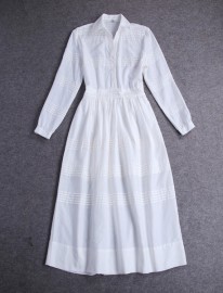 Белое хлопковое платье с длиным рукавом Burberry