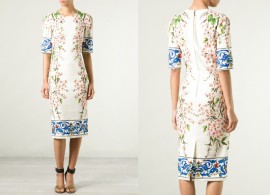Платье из льняной ткани с нежным рисунком Dolce and Gabbana
