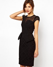 Черное коктейльное платье из жаккарда Karen Millen