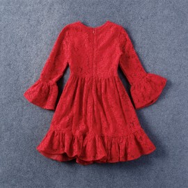 Красное кружевное платье для девочки Dolce and Gabbana