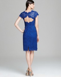 Шикарное кружевное синее платье с изящно открытой спинкой Gucci