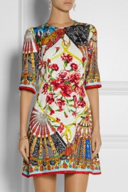 Цветное летнее платье с коротким рукавом Dolce and Gabbana