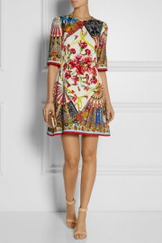 Цветное летнее платье с коротким рукавом Dolce and Gabbana
