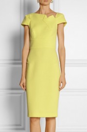 Желтое платье-футляр на черной молнии Victoria Beckham