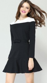 Черное платье с длинным рукавом Valentino