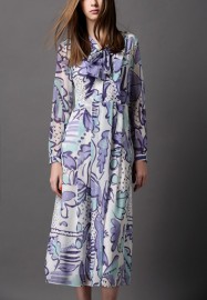 Шелковое платье с рисунком в пастельных тонах Burberry