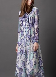 Шелковое платье с рисунком в пастельных тонах Burberry