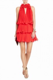 Воздушное плиссированное красное платье BCBG MaxAzria