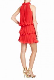 Воздушное плиссированное красное платье BCBG MaxAzria
