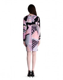 Модное розовое платье с длинным рукавом Emilio Pucci