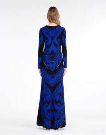Красивое синее платье в пол с длинными рукавами Emilio Pucci