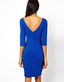 Синее трикотажное платье с v-образным вырезом Asos
