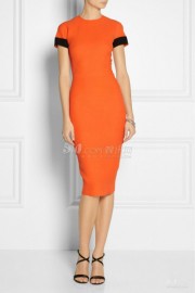 Оранжевое трикотажное платье Victoria Beckham