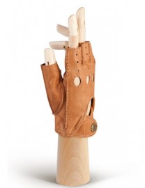 Кожаные перчатки для вождения без пальцев HS102M camel (Eleganzza)