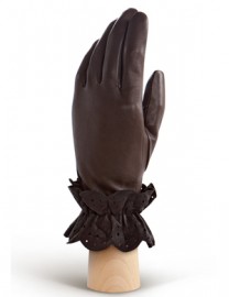Перчатки женские 100% шерсть IS019 taupe/brown (Eleganzza)