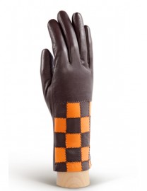 Перчатки женские (шерсть и кашемир) IS0210 brown/orange (Eleganzza)