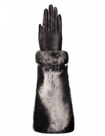 Перчатки женские (шерсть и кашемир) IS59020 black/grey (Eleganzza)
