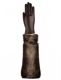 Перчатки женские (шерсть и кашемир) IS59020 d.brown/beige (Eleganzza)