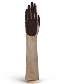 Перчатки женские подкладка из шелка IS08086 taupe/d.brown (Eleganzza)