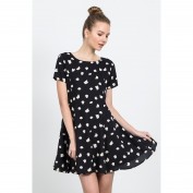 Платье расклешенное с короткими рукавами, CRUELLA DE VIL BLACK DRESS