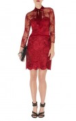 Красное кружевное вечернее платье с длинным рукавом Asos