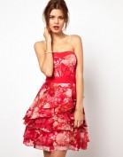 Красное платье-бюстье из шелка Asos