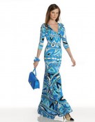 Голубое платье-макси Emilio Pucci