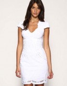 Белое платье из хлопка с вышивкой ришелье Karen Millen