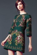 Зеленое платье с красивым принтом Dolce and Gabbana