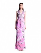 Длинное розовое летнее платье Emilio Pucci