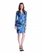 Облегающее синее платье с длинным рукавом Emilio Pucci