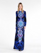 Красивое синее платье в пол с длинными рукавами Emilio Pucci