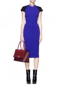 Синее трикотажное платье-футляр на молнии Victoria Beckham