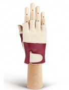 Кожаные перчатки для вождения без пальцев HP508W bordo/beige (Eleganzza)