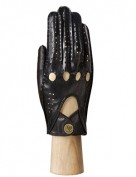 Кожаные женские перчатки без пальцев HS011W black (Eleganzza)