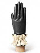 Перчатки женские 100% шерсть IS019 black/ivory (Eleganzza)