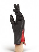 Перчатки женские 100% шерсть IS120 black/bordo (Eleganzza)