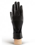 Перчатки женские кожаные с мехом без пальцев IS018 black (Eleganzza)