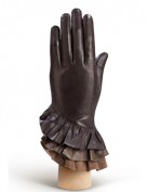 Перчатки женские подкладка из шелка HP323 brown/l.taupe (Eleganzza)